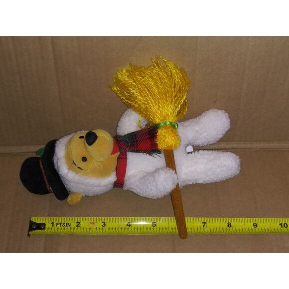 Snowman Pooh Disney Store Stuffed Plush Winnie the Pooh with Broom Bean Bag Toy - Picture 12 of 12